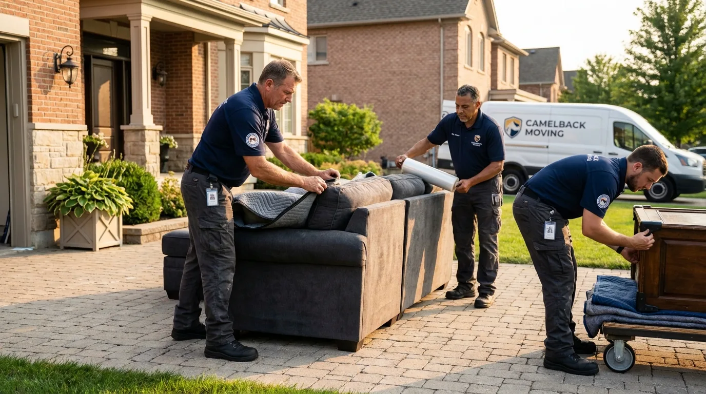 Large estate moving crew wrapping furniture in Oakland, TN
